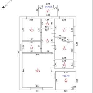 Дом 90м², 1-этажный, участок 6 сот.