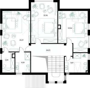 Коттедж 230м², 2-этажный, участок 6 сот.  