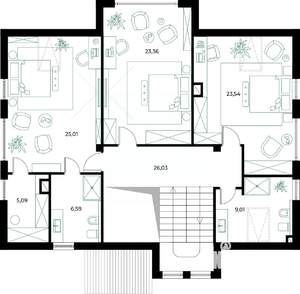 Коттедж 230м², 2-этажный, участок 6 сот.  