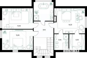 Коттедж 180м², 2-этажный, участок 6 сот.  