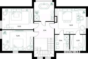 Коттедж 180м², 2-этажный, участок 6 сот.  