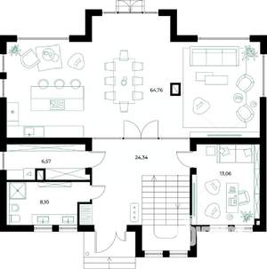 Коттедж 230м², 2-этажный, участок 6 сот.  