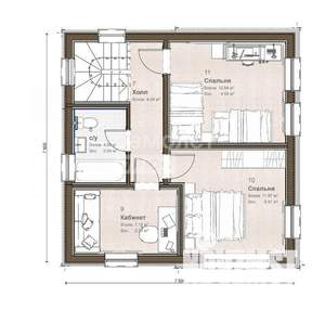 Дом 118м², 2-этажный, участок 6 сот.  
