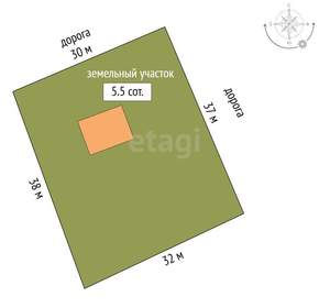 Дом 116м², 1-этажный, участок 6 сот.  