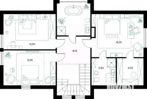 Коттедж 180м², 2-этажный, участок 6 сот.  