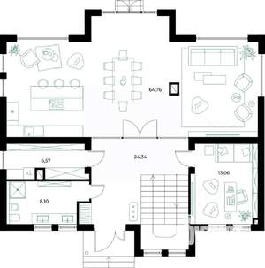 Коттедж 230м², 2-этажный, участок 6 сот.  