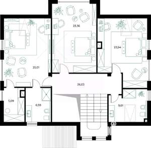 Коттедж 230м², 2-этажный, участок 6 сот.  