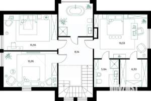 Коттедж 180м², 2-этажный, участок 6 сот.  