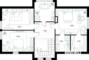 Коттедж 180м², 2-этажный, участок 6 сот.  