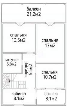 Дом 152м², 2-этажный, участок 5 сот.  