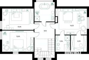 Коттедж 180м², 2-этажный, участок 9 сот.  