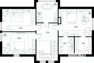 Коттедж 180м², 2-этажный, участок 6 сот.  