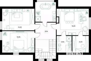 Коттедж 180м², 2-этажный, участок 6 сот.  