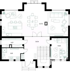 Коттедж 230м², 2-этажный, участок 6 сот.  