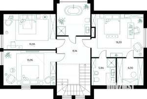 Коттедж 180м², 2-этажный, участок 6 сот.  