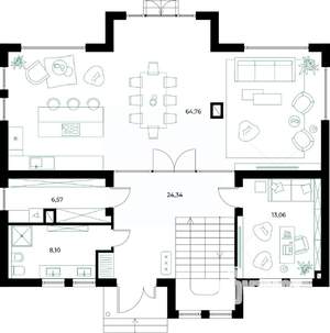 Коттедж 230м², 2-этажный, участок 6 сот.  