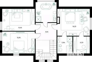 Коттедж 180м², 2-этажный, участок 6 сот.  