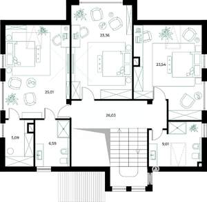 Коттедж 230м², 2-этажный, участок 6 сот.  
