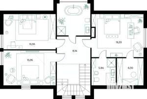 Коттедж 180м², 2-этажный, участок 6 сот.  
