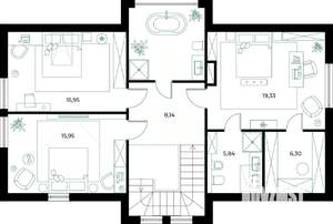 Коттедж 180м², 2-этажный, участок 6 сот.  