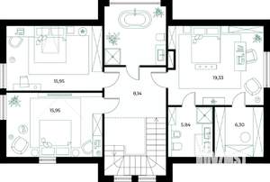 Коттедж 180м², 2-этажный, участок 9 сот.  