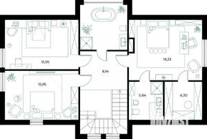 Коттедж 180м², 2-этажный, участок 6 сот.  