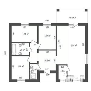 Дом 124м², 1-этажный, участок 8 сот.  
