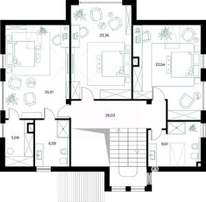Коттедж 230м², 2-этажный, участок 6 сот.  