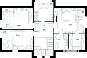 Коттедж 180м², 2-этажный, участок 6 сот.  