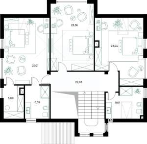Коттедж 230м², 2-этажный, участок 6 сот.  