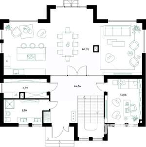 Коттедж 230м², 2-этажный, участок 6 сот.  