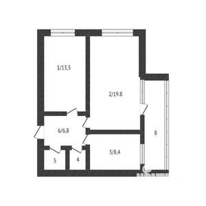 2-к квартира, на длительный срок, 52м2, 3/9 этаж