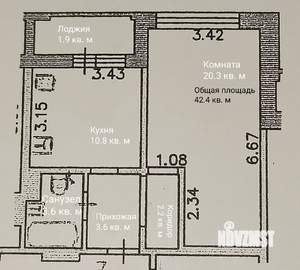 1-к квартира, на длительный срок, 42м2, 2/17 этаж
