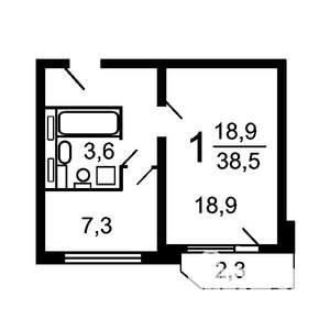 1-к квартира, на длительный срок, 39м2, 8/17 этаж