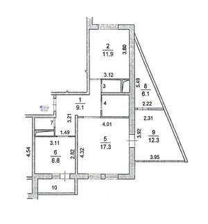 2-к квартира, на длительный срок, 70м2, 10/17 этаж