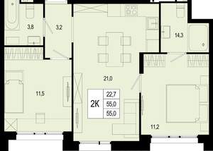 Студия квартира, вторичка, 55м2, 1/8 этаж