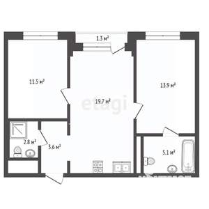 2-к квартира, вторичка, 57м2, 4/9 этаж