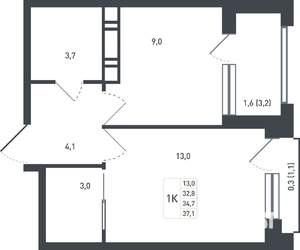 Студия квартира, строящийся дом, 35м2, 8/8 этаж