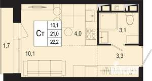 Студия квартира, строящийся дом, 21м2, 2/8 этаж