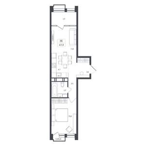 2-к квартира, строящийся дом, 47м2, 5/8 этаж