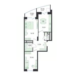 2-к квартира, вторичка, 63м2, 16/23 этаж