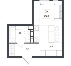 Студия квартира, вторичка, 25м2, 4/8 этаж