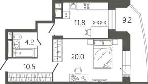1-к квартира, вторичка, 49м2, 14/17 этаж