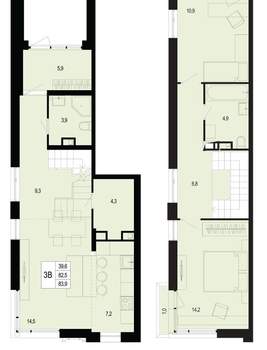 3-к квартира, вторичка, 83м2, 1/8 этаж