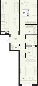 3-к квартира, вторичка, 66м2, 2/8 этаж