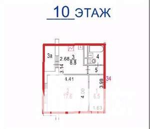 1-к квартира, вторичка, 38м2, 10/18 этаж