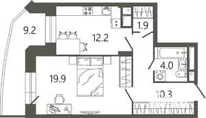 1-к квартира, вторичка, 51м2, 7/17 этаж