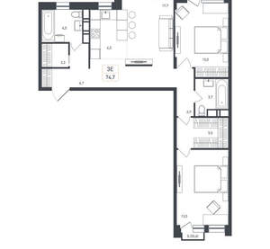 Студия квартира, вторичка, 75м2, 8/8 этаж