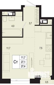 Студия квартира, строящийся дом, 27м2, 3/8 этаж