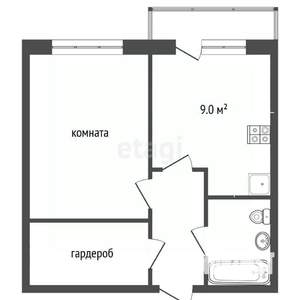 1-к квартира, вторичка, 37м2, 2/6 этаж